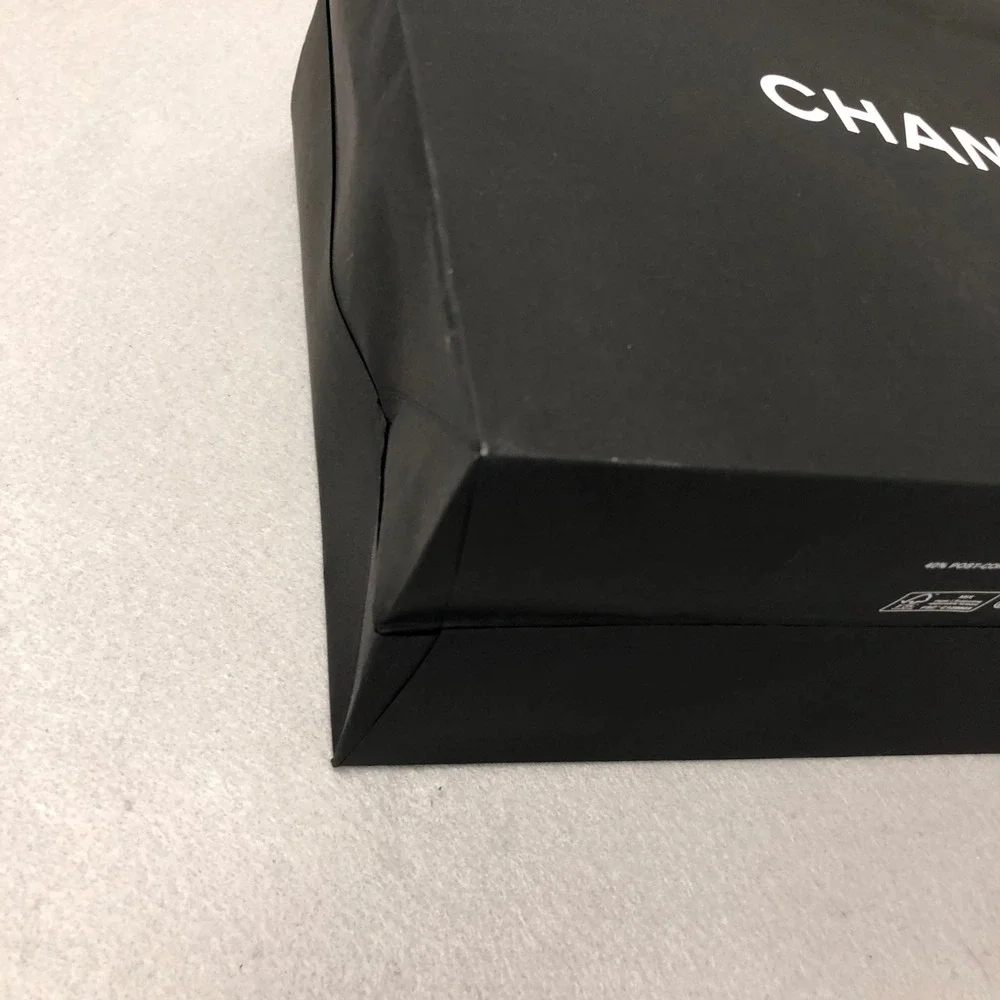 Chanel Gift Box Shopping Bag Gift Set 9.5x9.5x1 Black Logo Tweed Ribbon